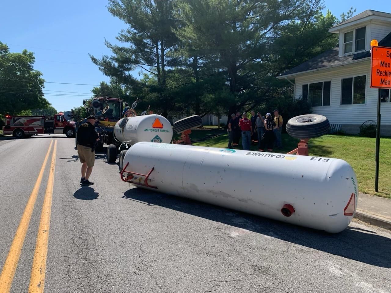 Overturned tank